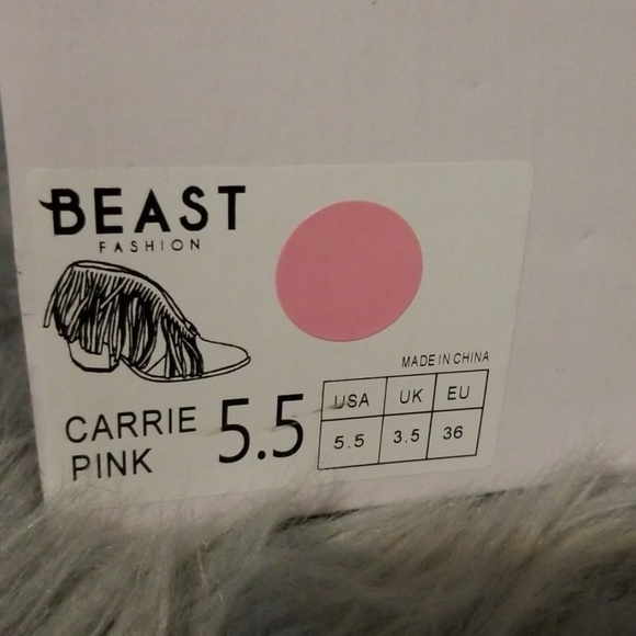 SALE! Beast Fashion Pink Fringe Booties - Picture 4 of 7